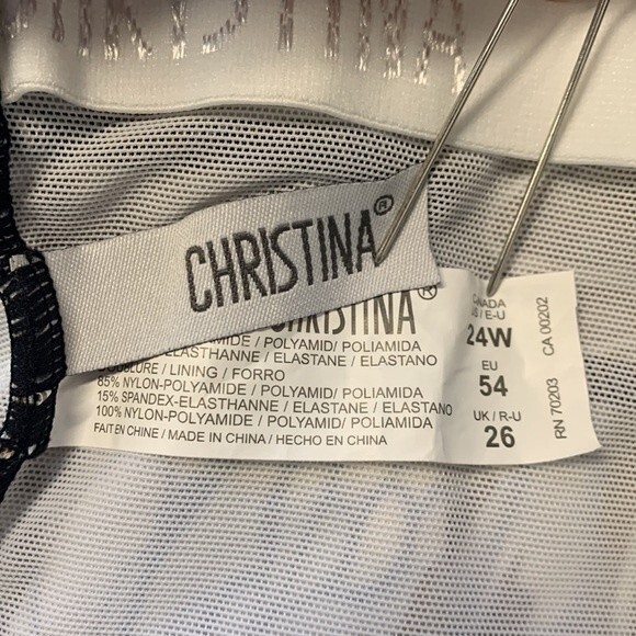 NWOT Christina | Skirted One Piece Swimsuit Floral Brown White 24W - Picture 4 of 7